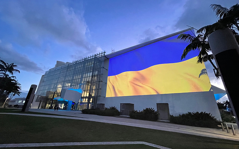 Ukraine Flag at New World Center